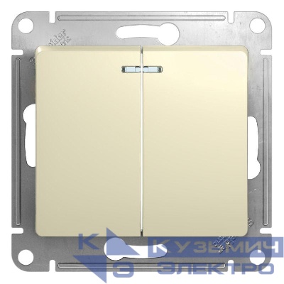 Выключатель 2-кл. СП Glossa 10А IP20 (сх. 5а) 10AX с подсветкой механизм беж. SE GSL000253