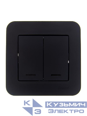 Выключатель 2-кл. 1п СП ASTI 10А IP20 с подсветкой в сборе черн. бархат LEZARD 7081-4242-112