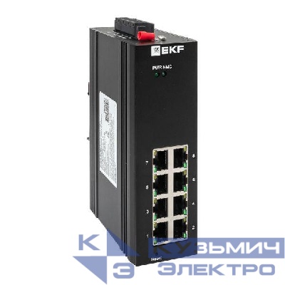 Коммутатор управляемый промышленный уровня L2 ML2-8GT 8 портов 10/100/1000Base-T(X) RJ45 монтаж на DIN-рейку TSX EKF TSX-ML2-8GT