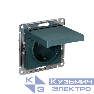 Розетка AtlasDesign 16А IP20 с заземл. защ. шторки с крышкой быстрозажим. клем. механизм изумруд SE ATN000846S
