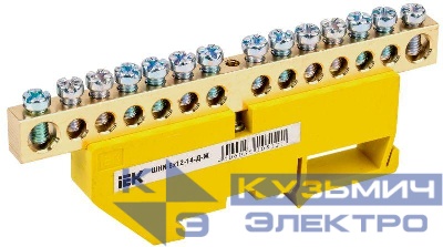 Шина PE "земля" на DIN-изол. ШНИ-8х12-14-Д-Ж IEK YNN10-812-14D-K05