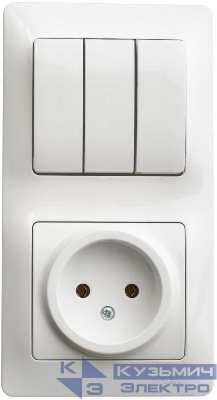 Блок комбинированный Glossa (розетка + 3-кл. выкл.) бел. SE GSL000176