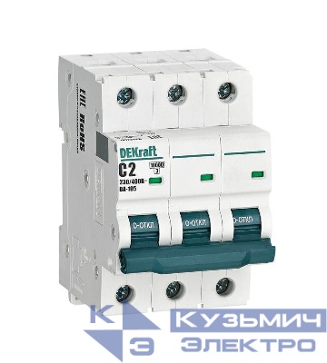 Выключатель автоматический модульный 3п C 2А 10кА ВА-105 DEKraft 13173DEK