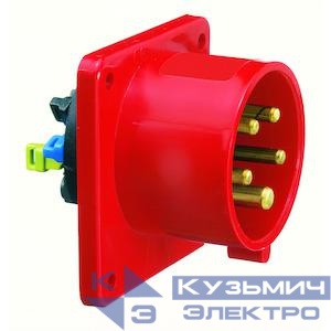 Вилка встраиваемая 32А 5п 3P+N+PE 6ч 400В IP44 75х75 Quick Connect Bals 282002