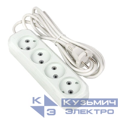 Удлинитель 4х3м без заземл. 10А IP20 Эксперт 2.2кВт ПВС 2х0.75 PROxima EKF UBA10-275-4-03