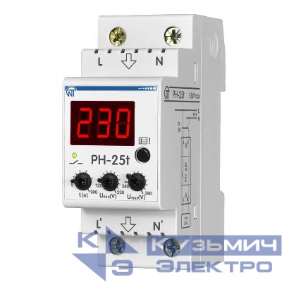 Реле напряжения РН-25t - 25А – 220В DIN – рейка для защиты техники во всей квартире 2 DIN журнал аварий термозащита НовАтек-Электро 3425600025t