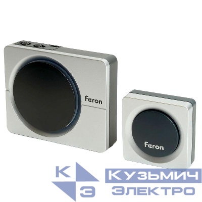 Звонок электрический дверной (38 мелодий) серебр. черн. E-382 FERON 48923