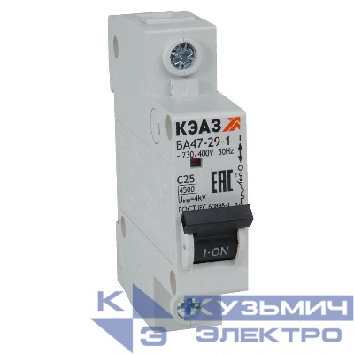 Выключатель автоматический модульный ВА47-29-1C1-УХЛ3 (4.5кА) КЭАЗ 318197