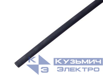 Трубка термоусадочная двустенная клеевая 12/4 (3:1) черн. 1м Rexant 21-2008