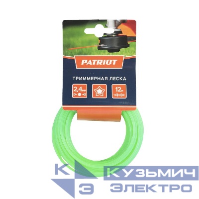 Леска D2.4мм L12м 240-12-3 картонный подвес звезда зел. PATRIOT 805205122