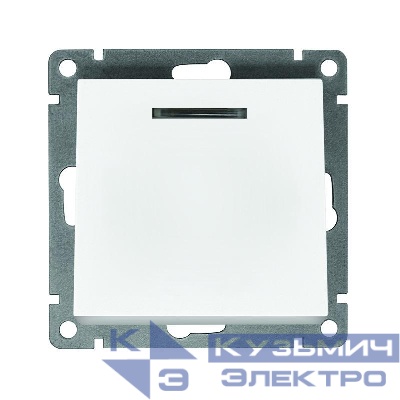 Выключатель 1-кл. СП Афина 10А IP20 с подсветкой механизм бел. Universal A0121