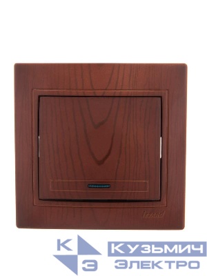 Выключатель 1-кл. СП Mira 10А с подсветкой вишня LEZARD 701-0601-111