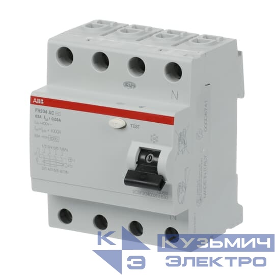 FH204 AC-63/0,03 Выключатель дифференциального тока 4-модульный EU 2CSF204002R1630 (замена для 2CSF204004R1630)