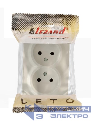 Розетка 2-м ОП LETO без заземл. закрытый корпус ПБТ крем LEZARD 752-0300-128B