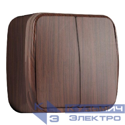 Выключатель 2-кл. 2п ОП Минск 10А IP20 темн. дерево EKF EGV10-023-40