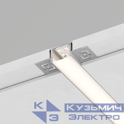 Профиль встраиваемый CAB254 61х14 L2000 скрытый в комплекте 2 заглушки алюм. серебр. FERON 10362