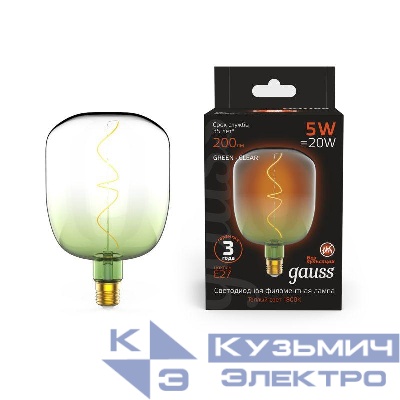 Лампа светодиодная филаментная Black Filament 5Вт V140 1800К тепл. бел. E27 200лм GAUSS 1009802105