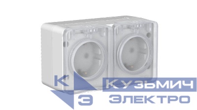 Розетка 2-м ОП AtlasDesign PROFI 16А IP54 заземл. защ. шторки сер. SE ATN543026