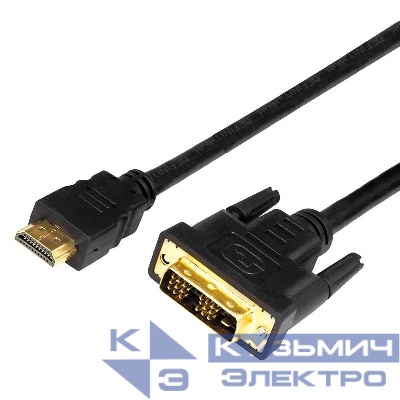 Шнур HDMI - DVI-D gold 2м с фильтрами Rexant 17-6304
