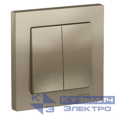 Выключатель 2-кл. СП AtlasDesign 10А IP20 (сх. 5) 10AX в сборе шампань SE ATN000552