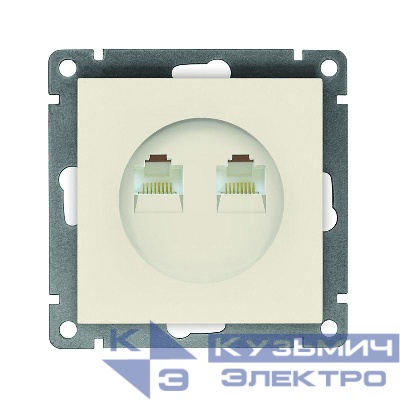 Розетка компьютерная 2-м СП Афина RJ45 кат.5E механизм сл. кость (ivory) Universal A1086-I