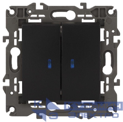 Выключатель 2-кл. СП Elegance 14-1105-05 10А IP20 250В 10AX с подсветкой механизм антрацит Эра Б0034241