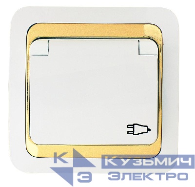 Розетка Mimoza с заземл. и крышкой с зол. вставкой Makel 12229