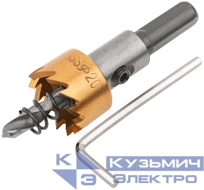 Коронка кольцевая по металлу 20мм титан. покрытие; HSS сталь FIT 36860