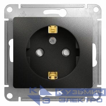 Розетка 1-м СП 1мод. Glossa 16А IP20 с заземл. защ. шторки механизм антрацит SE GSL000745