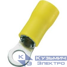 Кольцевой кабельный наконечник RV 5,5-5 (НКИ d=5,3мм) 4-6мм2, изолированный, желтый, 100шт, NETKO Optima