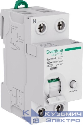Выключатель дифференциального тока 2п 100А 300мА тип A-S Systeme9 230В SE S9R29291