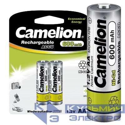 Аккумулятор AA/R6 600мА.ч NI-CD BL-2 металлик (блист.2шт) Camelion 1657