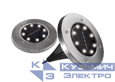 Светильник светодиодный SLR-S12 8SMD грунтовый IP44 корпус нерж. сталь солнечная батарея (уп.2шт) ФАZА 5040984