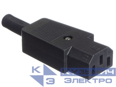 Разъем питания, штекер IEC С13, на кабель, черный