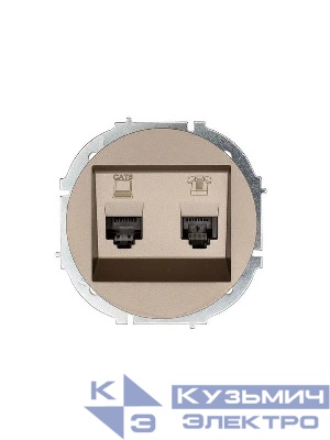 Розетка компьютерная + телефонная OSEN RJ45 кат.6 + RJ11 с модулем механизм титан LEZARD 743-3788-144