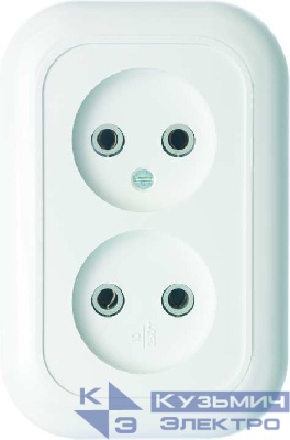 Розетка 2-м СП Валентина РС10-393 10А IP20 бел. Кунцево 5449