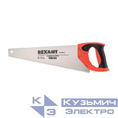Ножовка по дереву "Зубец" 450мм 7-8 TPI каленый зуб 2D двухкомпонентн. рукоятка Rexant 12-8214