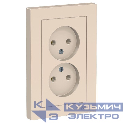 Розетка 2-м СП AtlasDesign 16А IP20 без заземл. в сборе беж. SE ATN000220