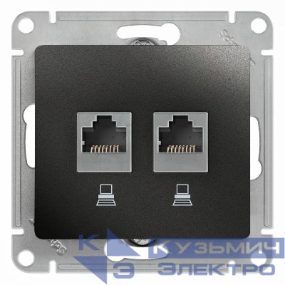 Розетка компьютерная 2-м Glossa RJ45 кат.5E механизм антрацит SE GSL000785KK