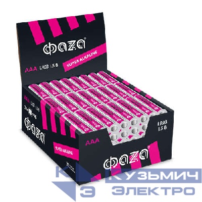 Элемент питания алкалиновый AAA/LR03 1.5В Super Alkaline box-96 display (уп.96шт) ФАZА 2854674