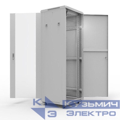 Шкаф телекоммуникационный напольный 19дюйм 47U 600х600мм передняя дверь стекло дверь задняя металл разборный сер. RAL7035 Rexant 04-2304