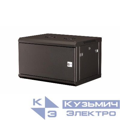 Шкаф телекоммуникационный настен. 19дюйм 6U 368х600х450мм дверь метал. черн. Datarex DR-641001