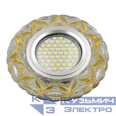 Светильник DLS-L149 GU5.3 GLASSY/LIGHT GOLD GU5.3 встраив. доп. светодиод. подсветка 3Вт без лампы стекло Fametto UL-00003903