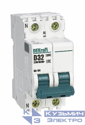 Выключатель автоматический модульный 2п (1P+N) D 32А 4.5кА ВА-101 DEKraft 11201DEK