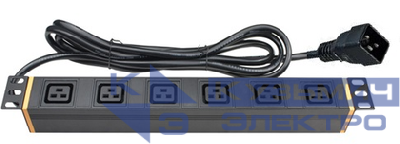 Блок распределения питания 6-м 16А C19 вх. разъем C20 для 19дюйм шкафов DKC R519C146