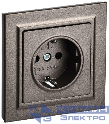 Розетка СП BRITE РСР14-1-0-БрТБ 16А в сборе с заземл. защ. шторки бр. IEK BR-R14-16-K45-F