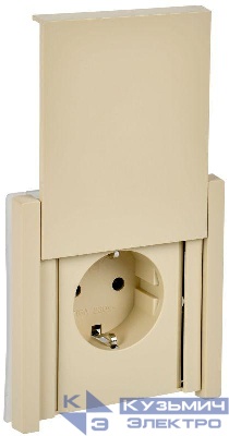 Розетка СП FORTE&PIANO16А IP44 FP419 с заземл. защ. шторки с крышкой безвинт. крепл. ваниль IEK FP-R16-16-1-44-K10