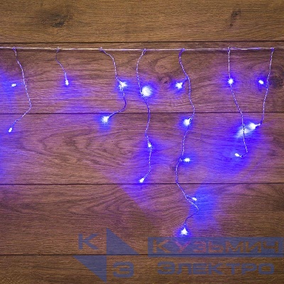 Гирлянда светодиодная "Айсикл" (бахрома) 1.8х0.5м 48LED син. 4.1Вт 230В IP20 провод прозр. Neon-Night 255-013