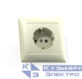 Розетка 1-м СП Селена РС16-370 16А IP20 с заземл. сл. кость Кунцево 8146