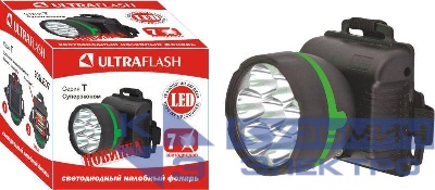 Фонарь налобный 909LED7 (7LED 1 режим; 3хR6 черн.) Ultraflash 11782